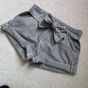 Cotton Blend Striped Shorts